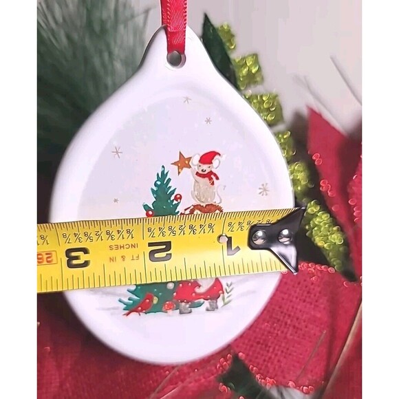NWT Ganz Gnome Porcupine  Mouse Christmas Tree Ceramic Oval Ornament Farmhouse - Picture 3 of 6
